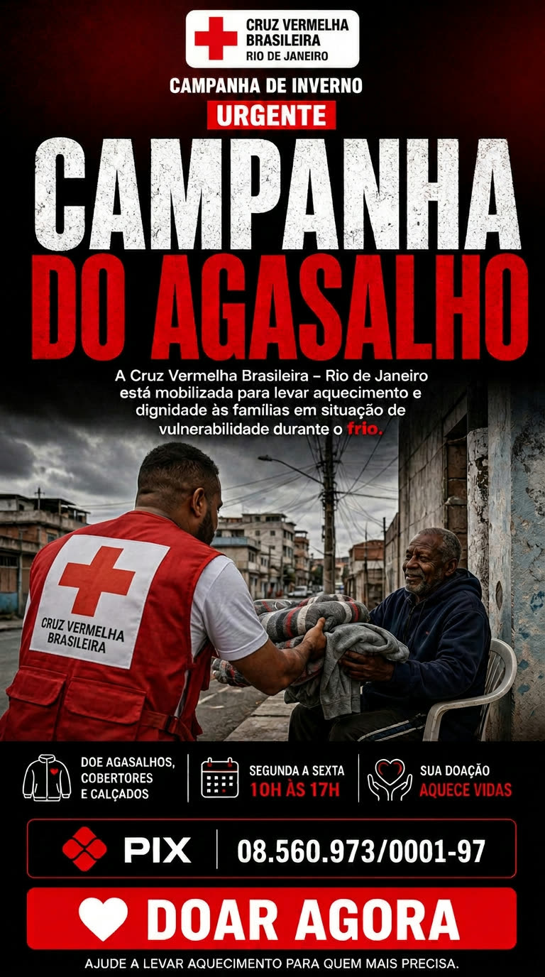 Cartaz oficial da Campanha do Agasalho da Cruz Vermelha Brasileira Rio de Janeiro