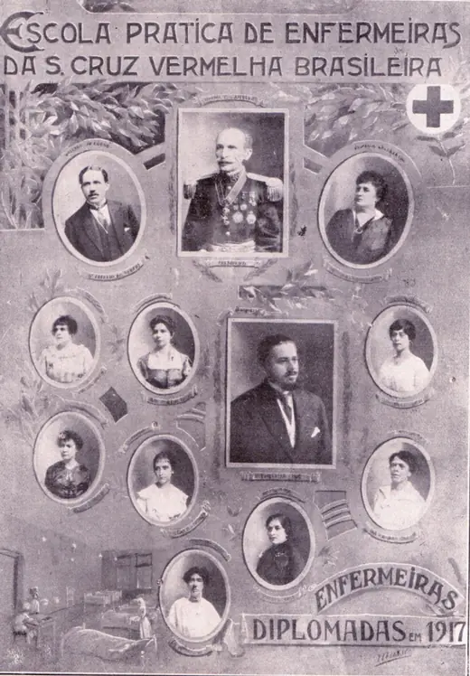 Panel of portrait medallions titled Nurses Graduated in 1917