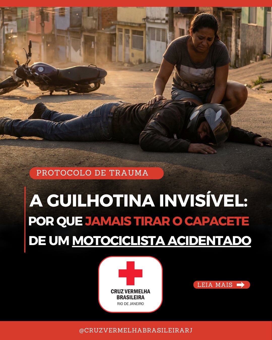 Publicação educativa sobre protocolo de trauma e motociclista acidentado