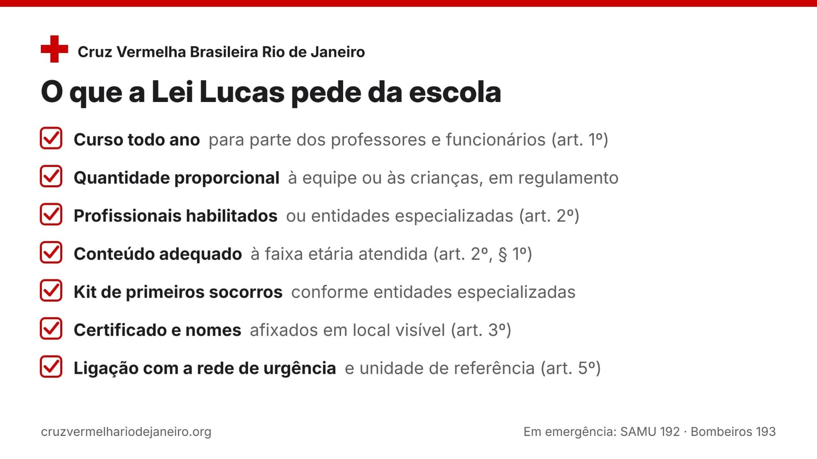 O que a Lei Lucas pede da escola, item por item, com o artigo da lei